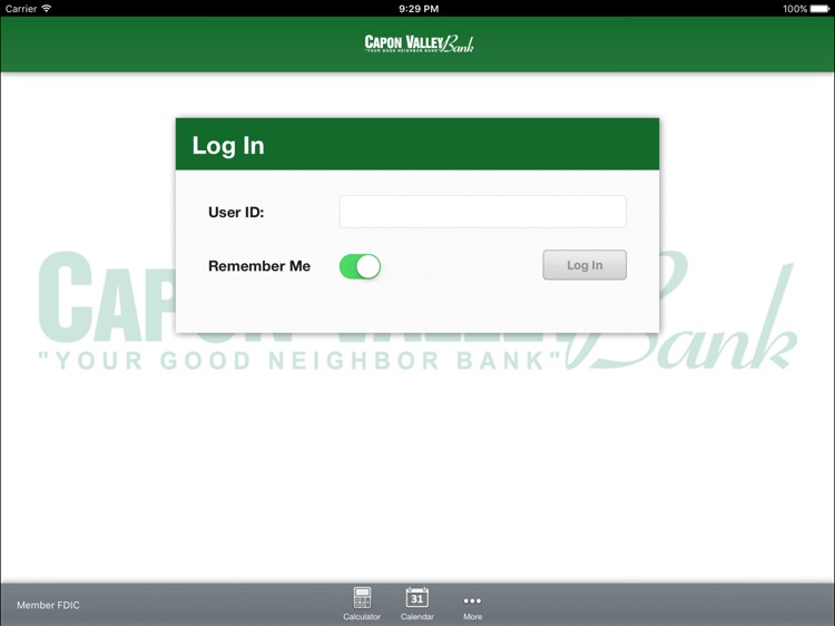 Capon Valley Bank for iPad