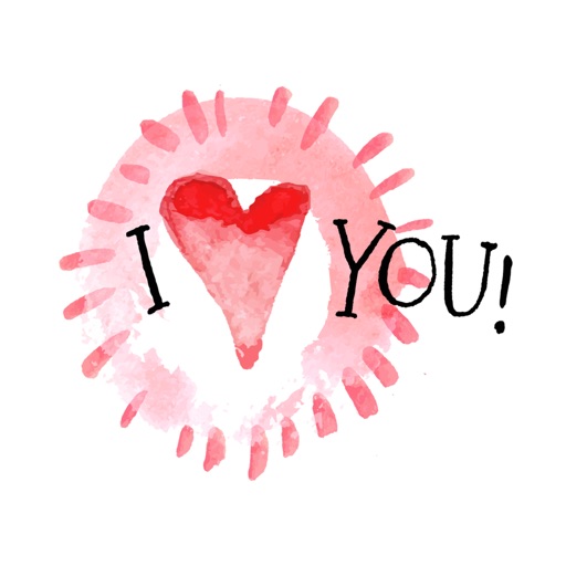 ILY - Water Color Heart Stickers icon