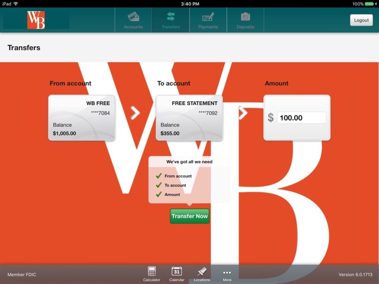 Westfield Bank for iPad screenshot-3