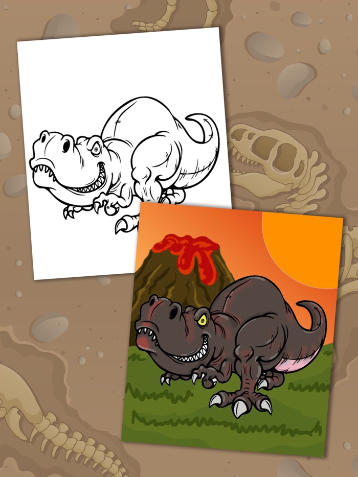 魔法の恐竜をペイント - 着色図面を