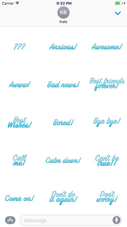 Expressions Blue Stickers for iMessage screenshot-3
