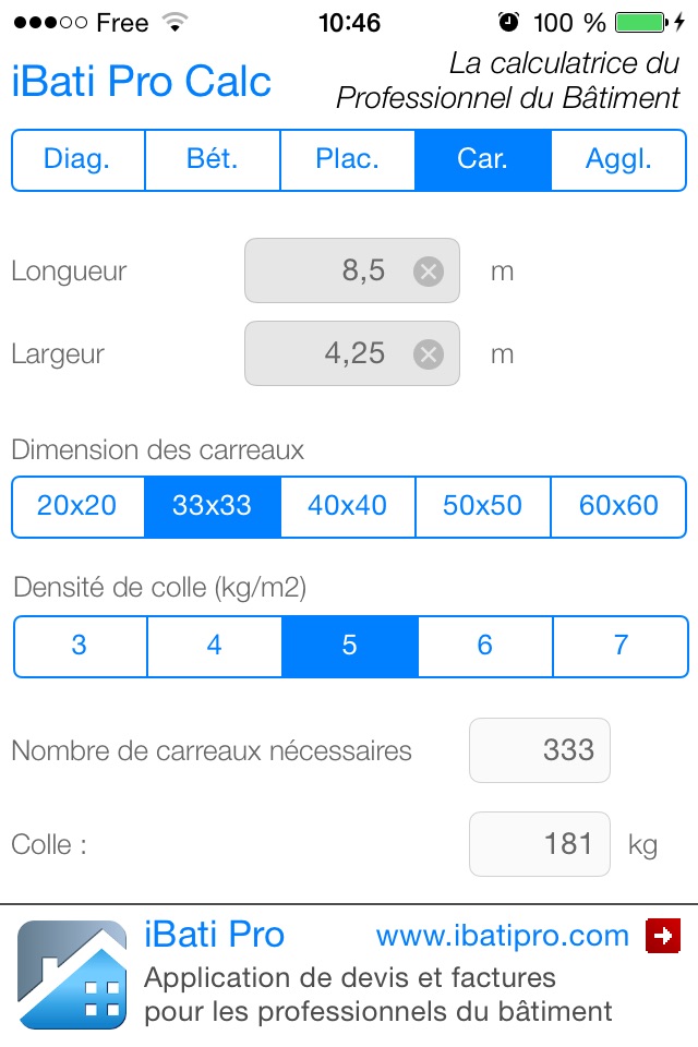 iBati Calc - Calculatrice pour professionnels du Bâtiment screenshot 2