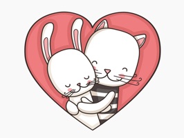 Over 100 Cat & Hare stickers, specially crafted for couples