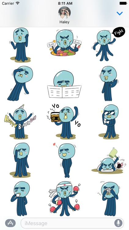 Cranky Octo - Octopus Stickers for iMessage