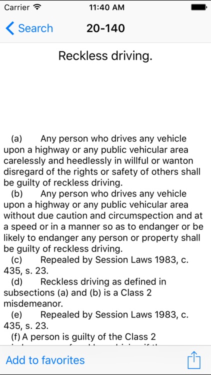 NCLaw - Motor Vehicle - Chapter 20 screenshot-3