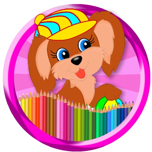 Kids Drawing Dog Coloring Game Icon