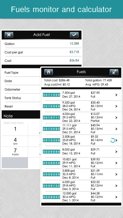 Fuel Monitor Pro - MPG, Car Repair and Service Log screenshot-3