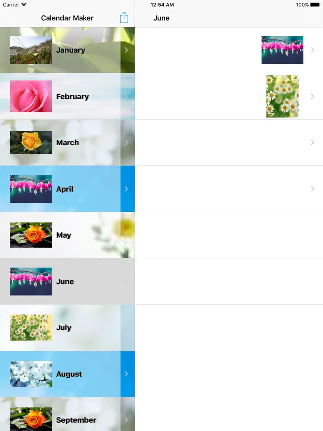 Skærmoptagelse 2 Calendar Maker 2017 - Create Photo Calendar as PDF iphone