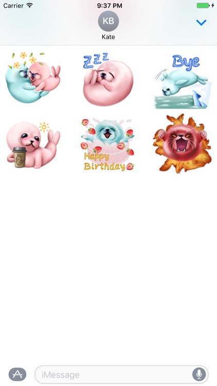 Bubble & Mint Seal Stickers for Text Messages screenshot-3