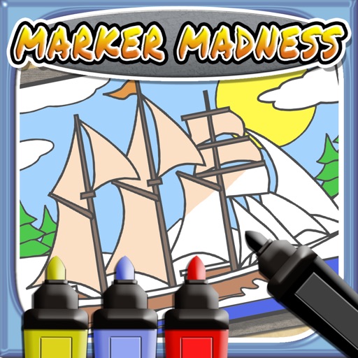 Marker Mania for Boys, Toddlers and Kids - My Boat and Ship Finger Paint Coloring Book Game! icon