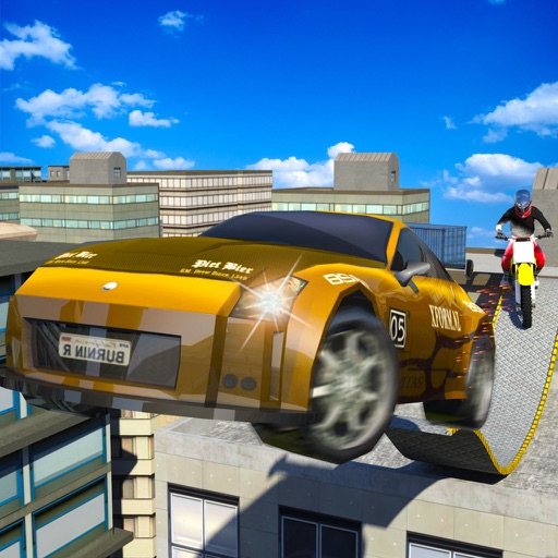 City Roof-top Heavy Bike Stunt Mania Car Driver 3D iOS App