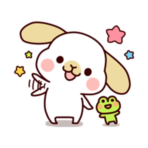 Cute Rabbit And Frog Sticker Icon