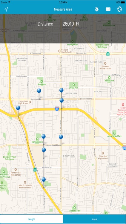 Area & Length Measuring on Map