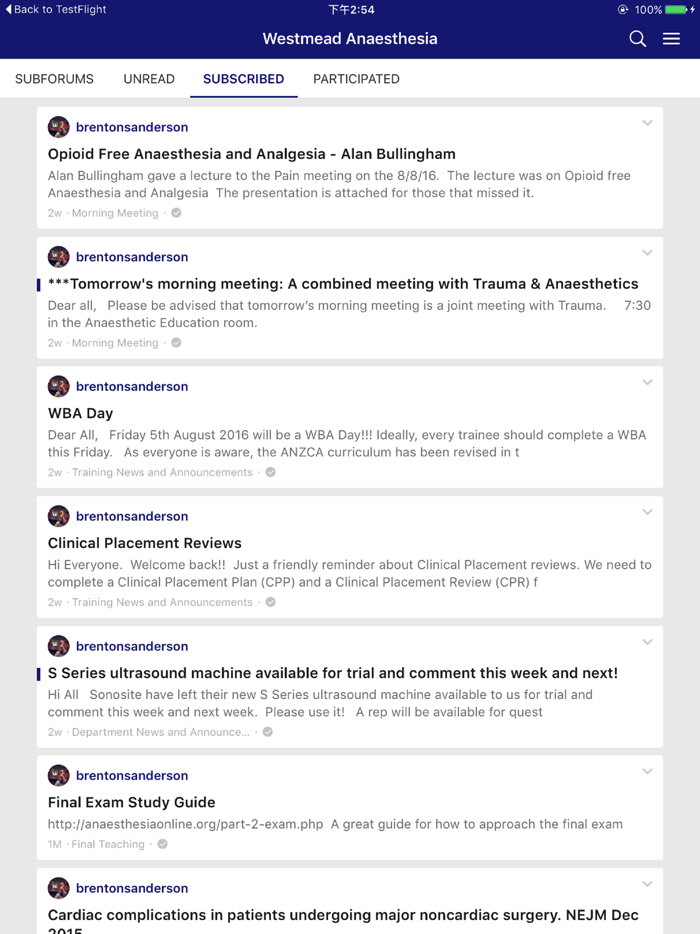 Westmead Anaesthesia forum