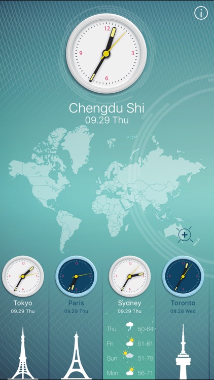 World Clock 2 for colorful clock, world map, time by feng min