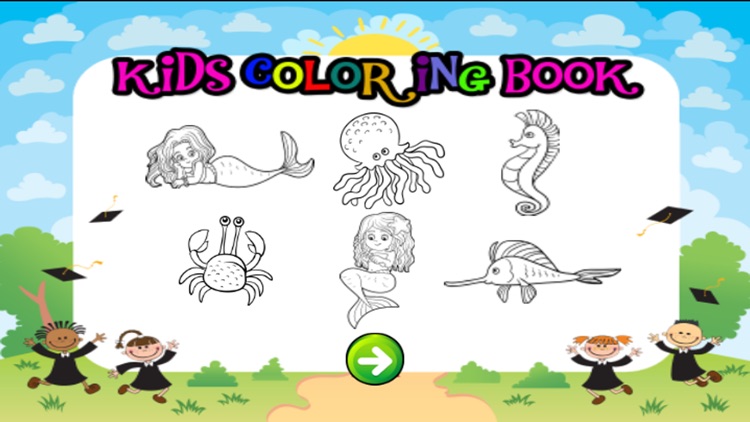 sea animal little mermaid coloring book - drawing painting kids screenshot-4