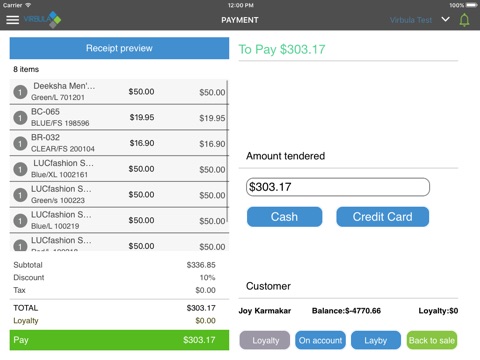Virbula POS screenshot 2