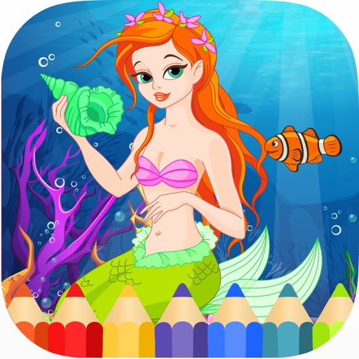 Mermaid Ocean Animal World : Coloring Book for Kid iOS App