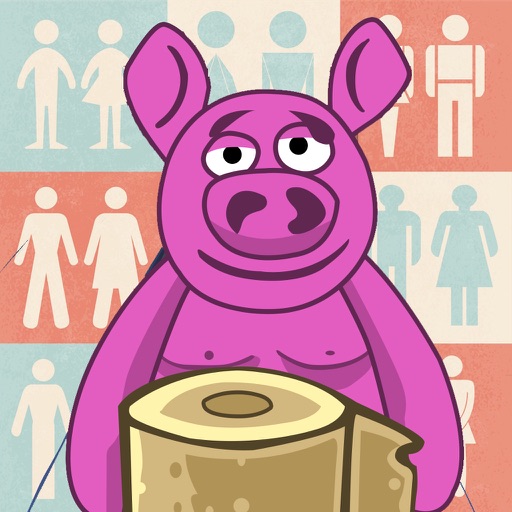 Pig-her own toilet bathroom icon
