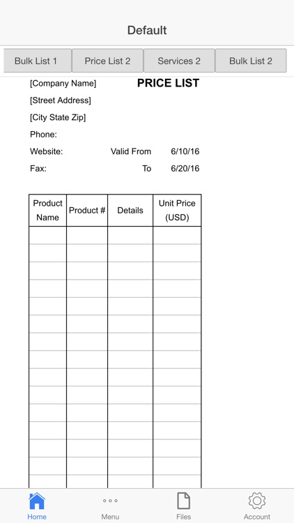 Price Lists