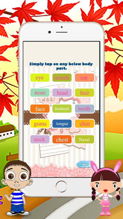 Body Parts Reading Vocabulary for Kindergarten