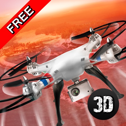 City Quadcopter Drone Flight 3D Icon