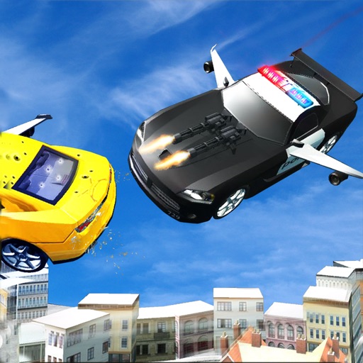 Flying Police Car Driver & Motor Bike Rider Chase Icon