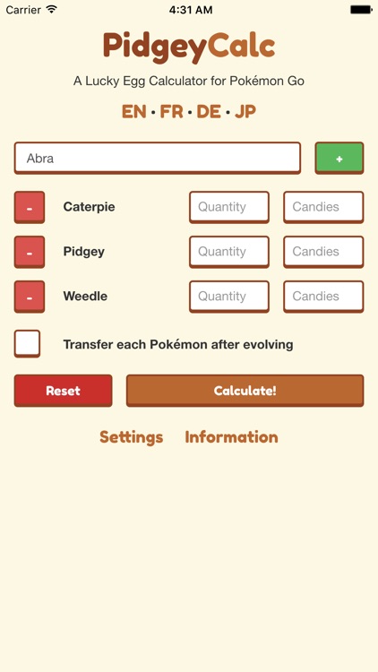 PidgeyCalc - Lucky Egg Calculator for Pokemon Go