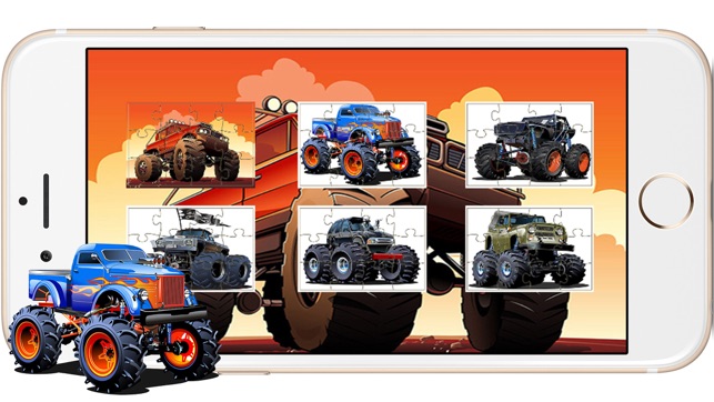 Monster Truck Cartoon Jigsaw Puzzle Games for Kids(圖2)-速報App