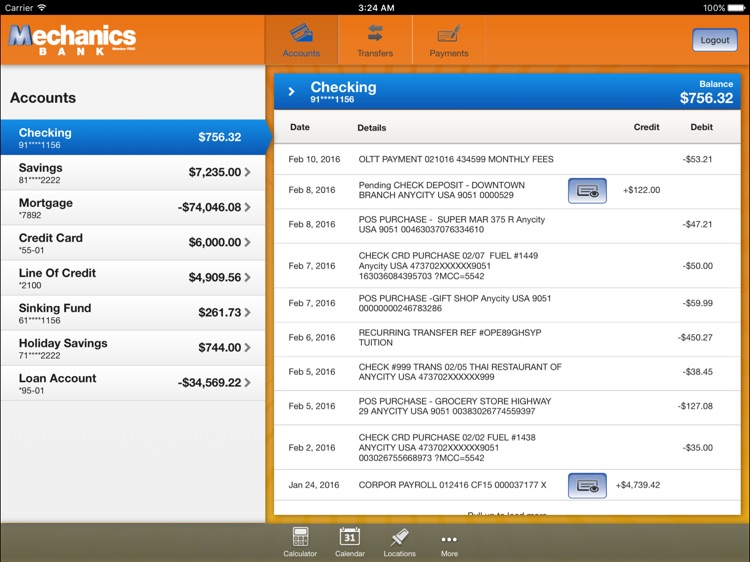 Mechanics Bank-Mobile Banking for iPad