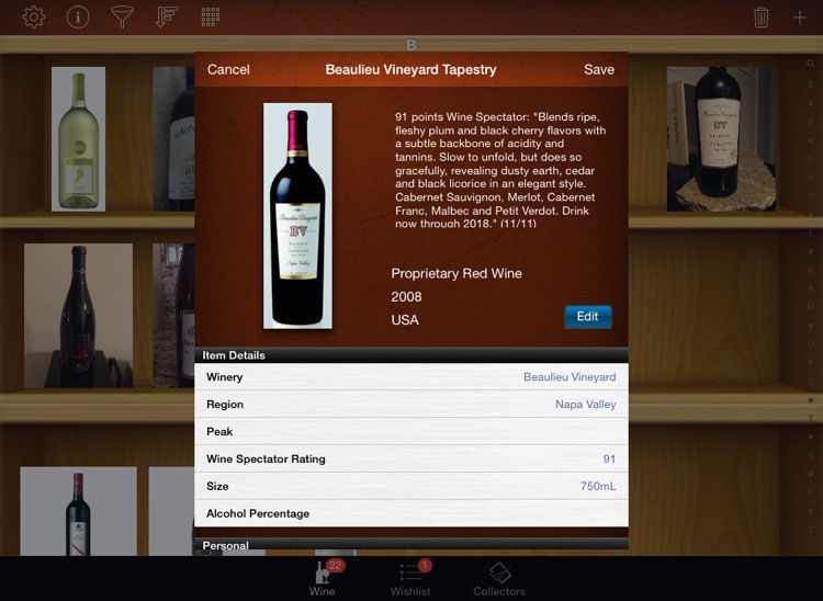 Wine Collectors for iPad