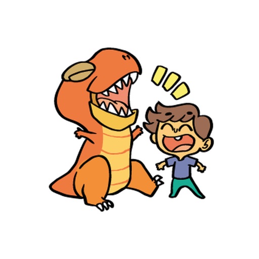 Justin and his Dinosaur sticker pack icon
