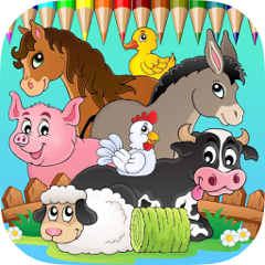 Farm Animals Free Games for children: Coloring Book for Learn to draw and color a pig, duck, sheep