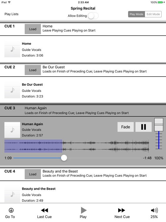 Audio on Cue 2