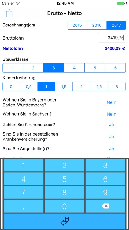 iLohn 2017 - Brutto-Netto-Rechner screenshot-3