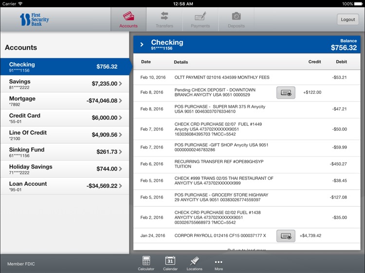 First Security Bank of Byron for iPad