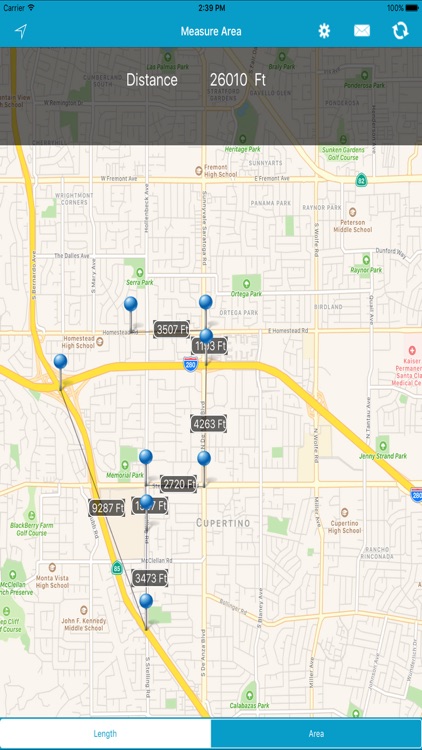 Area & Length Measuring on Map