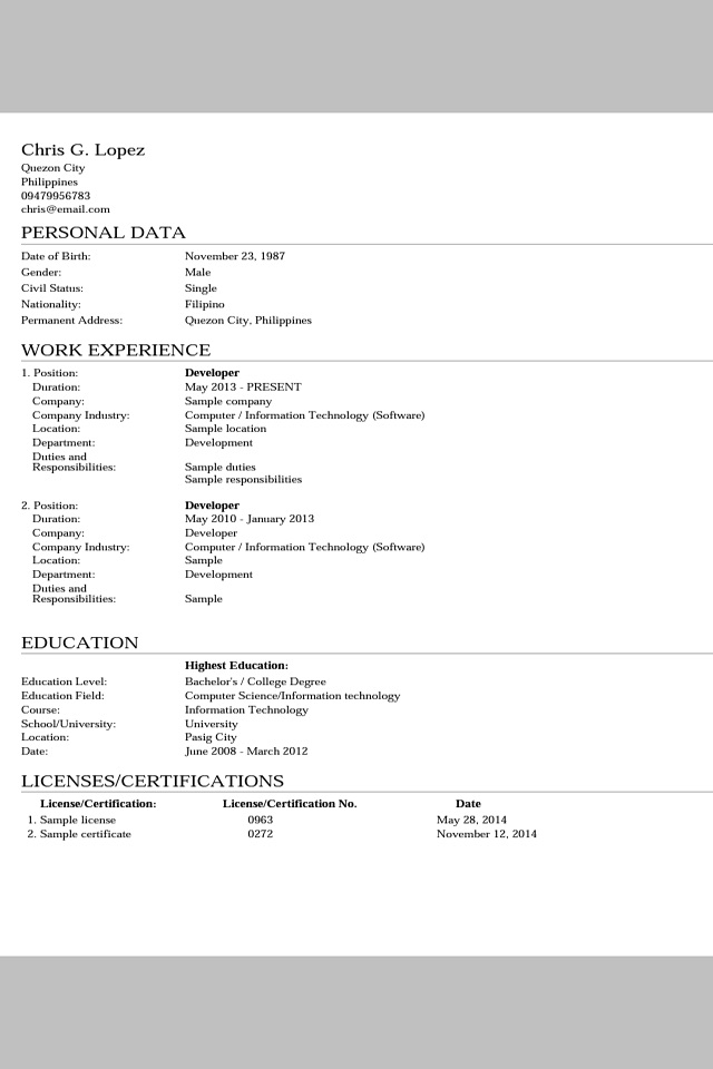 MyResume Resume Creator screenshot 4