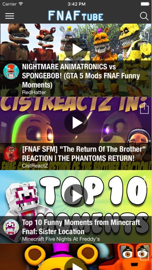 Fnaf Tube Videos For Five Nights At Freddy S On The App Store - top 5 roblox fnaf games 2018 youtube