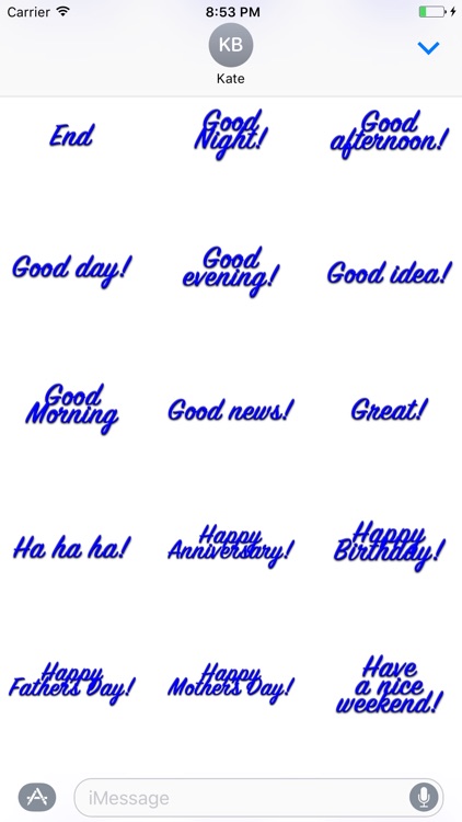 Expressions Dark Blue Stickers for iMessage