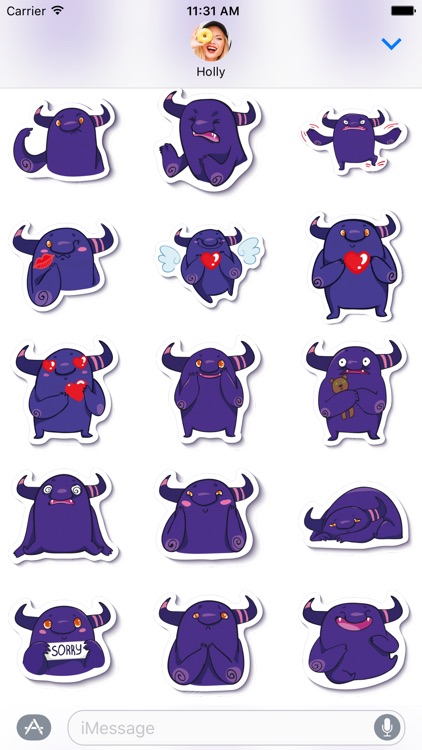 Crazy Purple Monster - Stickers for iMessage