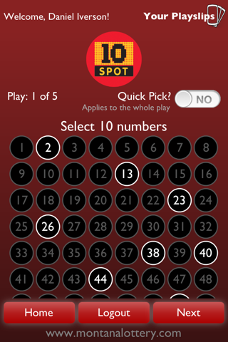 Montana Lottery e-Playslip screenshot 2