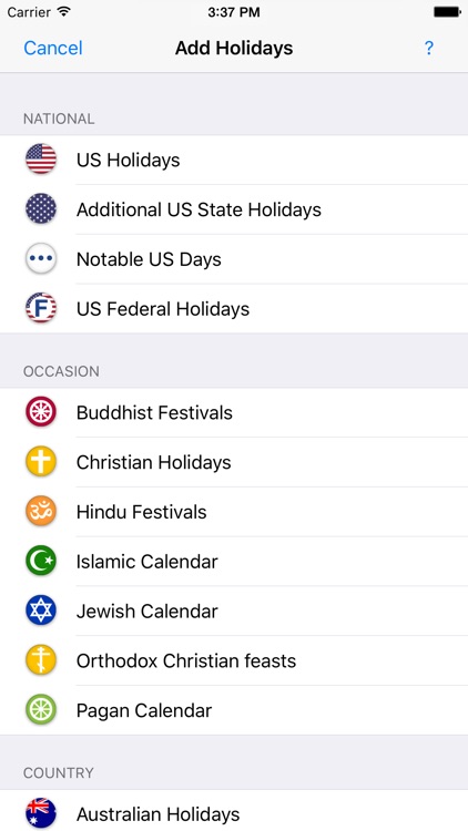 US Holidays - Federal, State, Notable, Religious
