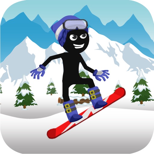 Stick-man Ski-ing fun Down-hill Sport Course Race iOS App