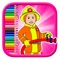 Super Kids Hero Fireman Coloring Book Game Free
