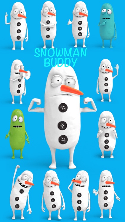 SnowMan Stickers emoji 3d animated Smileys Buddy