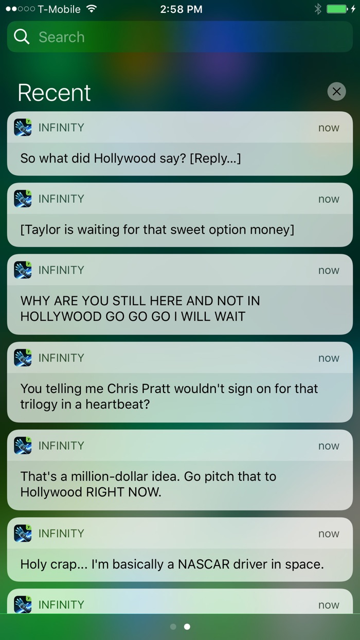 Lifeline Halfway to Infinity