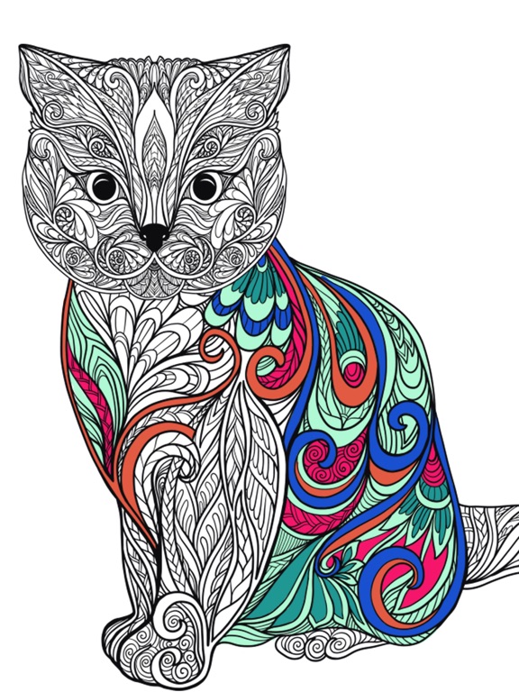 Cats & kittens - Mandalas coloring book for adults screenshot 2