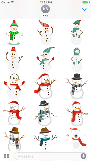 Snowman Merry Christmas stickers for iMe