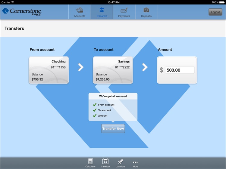 Cornerstone Bank (NE) for iPad screenshot-3